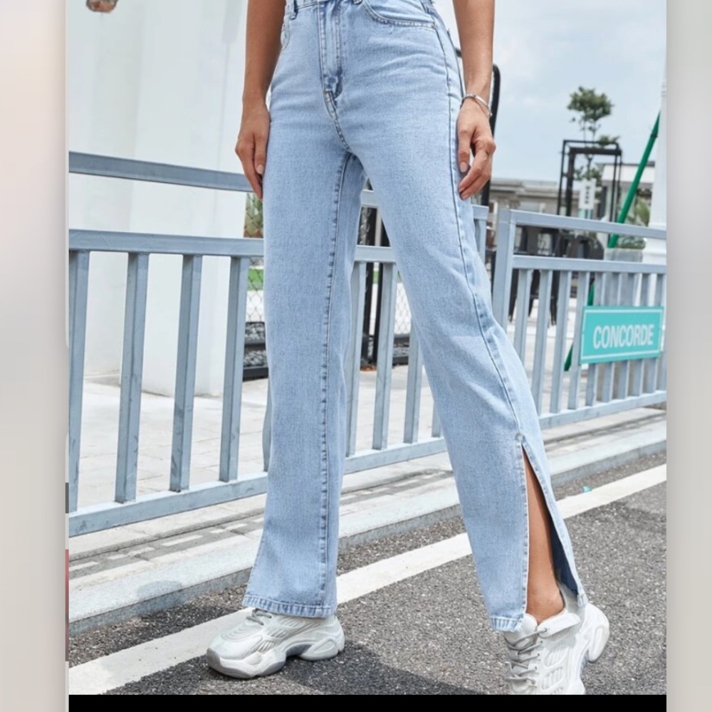 TINSELTOWN The Baggy Straight With Slit Jeans